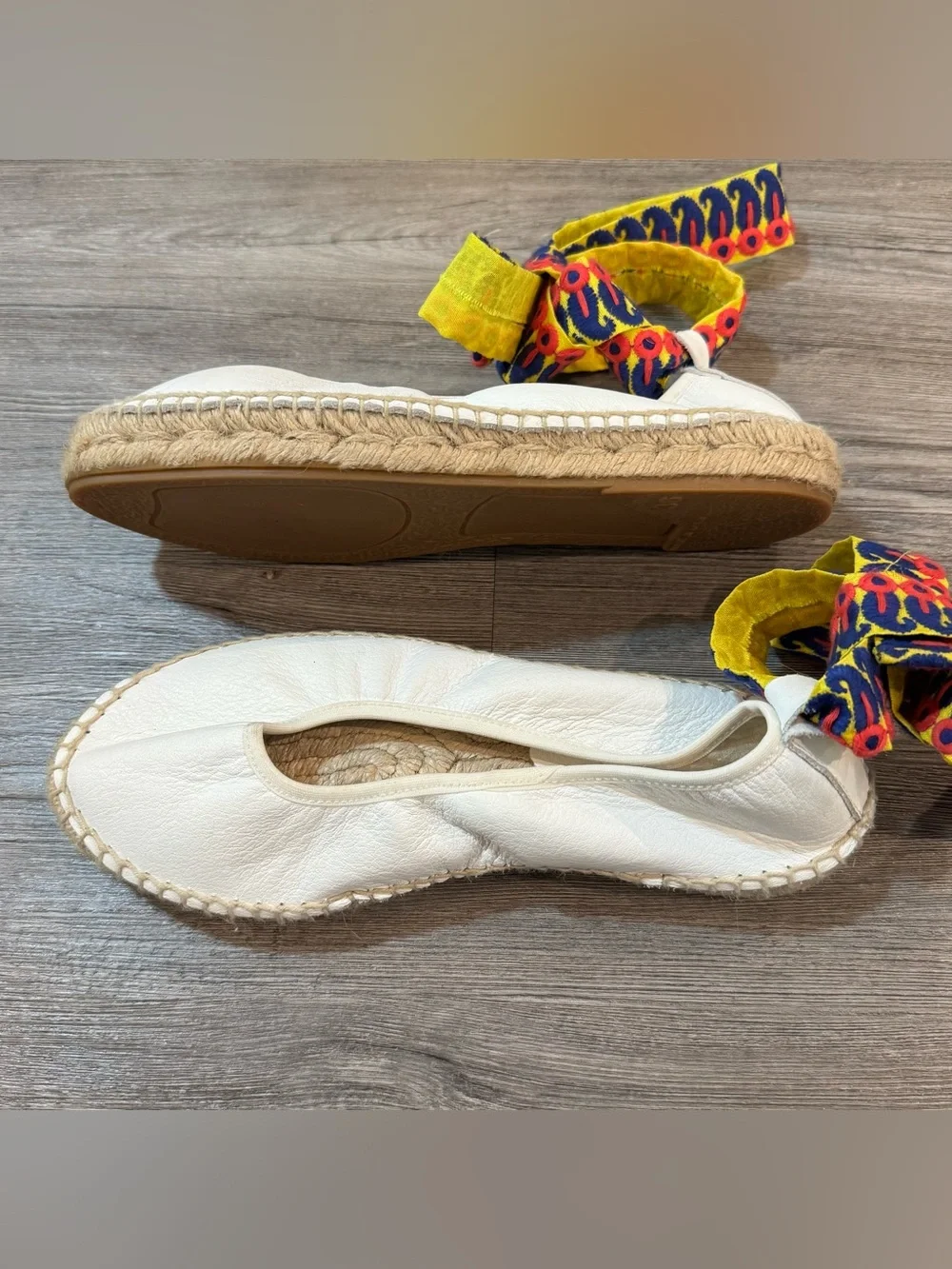 Free People Maya Wrap Espadrille Flats White Leather Embroidered Wrap 36/US6